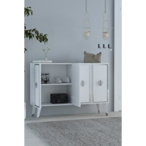 8177km-32 Dh Konsol,kahve Köşesi̇,ayakkabilik,ofi̇s Evrak Dolabi,mutfak Ki̇ler Dolabi,tv Üni̇tesi̇-BEYAZ-GÜMÜŞ Beyaz-Gümüş