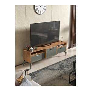Tv Sehpası Tv Ünitesi 160 Cm Atlantik Çam Antrasit Mistral 5071 Gri