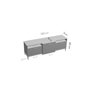 Tv Sehpası Tv Ünitesi 160 Cm Atlantik Çam Antrasit Mistral 5071