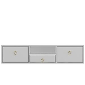 1303dropct-1  Duvara Montaj Tv Sehpasi BEYAZ-ALTIN KULP Beyaz-Altın