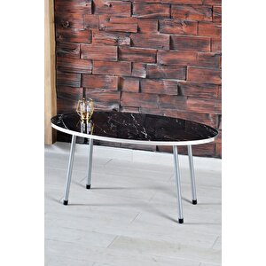 Elips Gümüş Metal Ayak Gümüş Bendir Set Zigon Sehpa Gümüş
