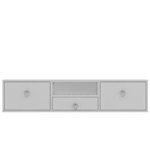 1303dropct-1  Duvara Montaj Tv Sehpasi BEYAZ-GÜMÜŞ KULP Beyaz-Gümüş