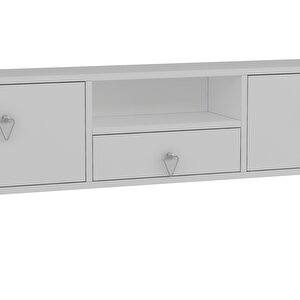 1303dropct-1  Duvara Montaj Tv Sehpasi BEYAZ-GÜMÜŞ KULP