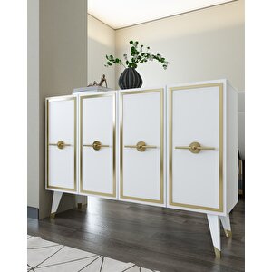 8174km-32 Dh Konsol,kahve Köşesi̇,ayakkabilik,ofi̇s Evrak Dolabi,mutfak Ki̇ler Dolabi,tv Üni̇tesi̇-BEYAZ-ALTIN Beyaz-Altın