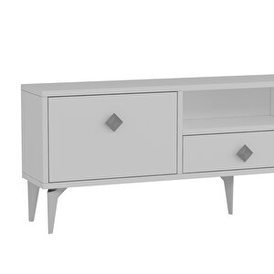 1304dropct-1 Tv Sehpasi BEYAZ-GÜMÜŞ KULP