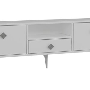 1304dropct-1 Tv Sehpasi BEYAZ-GÜMÜŞ KULP