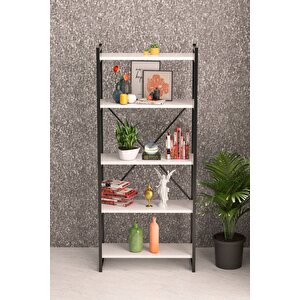 Kitaplık 5 Raflı Beyaz 180 Cm Beyaz