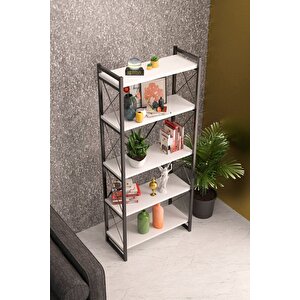 Kitaplık 5 Raflı Beyaz 180 Cm Beyaz