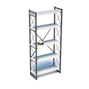 Kitaplık 5 Raflı Beyaz 180 Cm Beyaz