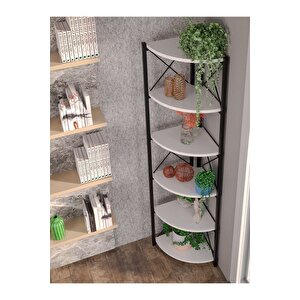 Kitaplık Çiçeklik 6 Raflı Beyaz Çok Amaçlı Stand Altı Bölmeli 160*30*43 Beyaz