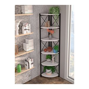 Kitaplık Çiçeklik 6 Raflı Beyaz Çok Amaçlı Stand Altı Bölmeli 160*30*43 Beyaz