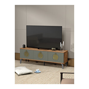 Tv Sehpası Tv Ünitesi Atlantik Çam Antrasit Gold 160 Cm Saraylı 5060