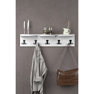 Askılık Duvar Elbise Askılığı Portmanto 80 Cm Beyaz Beyaz