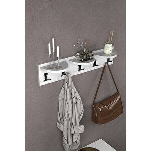 Askılık Duvar Elbise Askılığı Portmanto 80 Cm Beyaz Beyaz