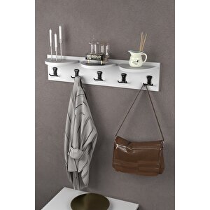 Askılık Duvar Elbise Askılığı Portmanto 80 Cm Beyaz Beyaz