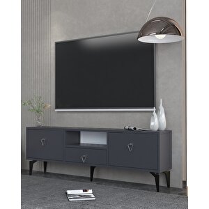 1302dropct-1 Tv Sehpasi-ANTRASİT-GÜMÜŞ KULP Antrasit Gümüş