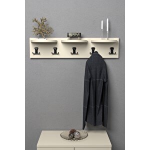 Askılık Duvar Elbise Askılığı Portmanto 80 Cm Krem Krem