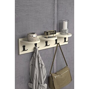Askılık Duvar Elbise Askılığı Portmanto 80 Cm Krem Krem