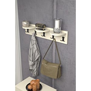 Askılık Duvar Elbise Askılığı Portmanto 80 Cm Krem Krem