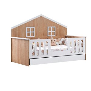 Yavrulu Karyola, Bello Yavrulu Montessori Yatak - Ceviz + 1 Adet Comfort Yatak