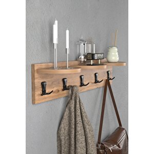 Askılık Duvar Elbise Askılığı Portmanto 80 Cm Ceviz Ceviz