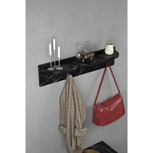 Askılık Duvar Elbise Askılığı Portmanto 80 Cm Bendir Siyah Mermer Desenli