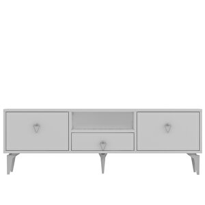 1302Dropct-1 Tv Sehpasi BEYAZ-GÜMÜŞ KULP