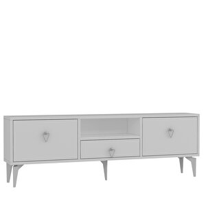 1302Dropct-1 Tv Sehpasi BEYAZ-GÜMÜŞ KULP