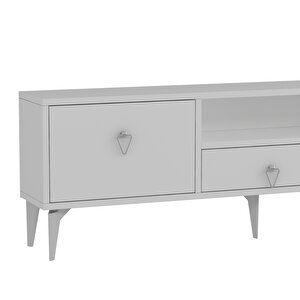 1302Dropct-1 Tv Sehpasi BEYAZ-GÜMÜŞ KULP