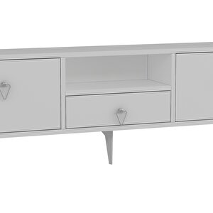 1302Dropct-1 Tv Sehpasi BEYAZ-GÜMÜŞ KULP