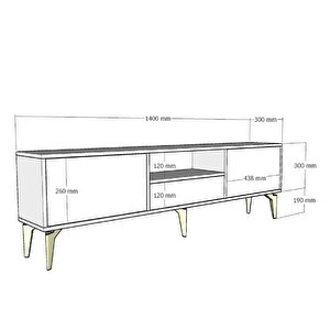 1302Dropct-1 Tv Sehpasi BEYAZ-GÜMÜŞ KULP