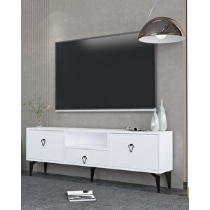 1302dropct-1 Tv Sehpasi BEYAZ-SİYAH KULP
