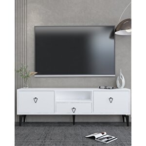 1302dropct-1 Tv Sehpasi BEYAZ-SİYAH KULP