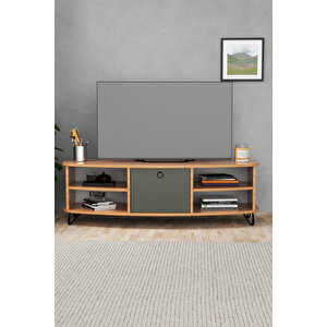 Tv Sehpası Tv Ünitesi 136 Cm Atlantik Çam Antrasit Vienna 5007 Kahverengi