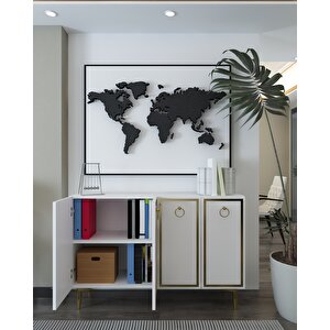 8162km-1dh Konsol,kahve Köşesi̇,ayakkabilik,ofi̇s Evrak Dolabi,mutfak Ki̇ler Dolabi,tv Üni̇tesi̇-BEYAZ-ALTIN Beyaz-Altın