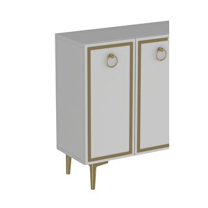 8162km-1dh Konsol,kahve Köşesi̇,ayakkabilik,ofi̇s Evrak Dolabi,mutfak Ki̇ler Dolabi,tv Üni̇tesi̇-BEYAZ-ALTIN