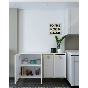 8162km-1dh Konsol,kahve Köşesi̇,ayakkabilik,ofi̇s Evrak Dolabi,mutfak Ki̇ler Dolabi,tv Üni̇tesi̇-BEYAZ-ALTIN