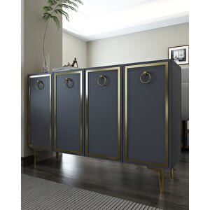 8162km-1dh Konsol,kahve Köşesi̇,ayakkabilik,ofi̇s Evrak Dolabi,mutfak Ki̇ler Dolabi,tv Üni̇tesi̇-ANTRASİT-ALTIN Antrasit