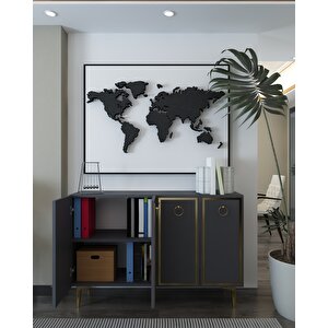 8162km-1dh Konsol,kahve Köşesi̇,ayakkabilik,ofi̇s Evrak Dolabi,mutfak Ki̇ler Dolabi,tv Üni̇tesi̇-ANTRASİT-ALTIN