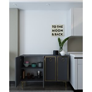 8162km-1dh Konsol,kahve Köşesi̇,ayakkabilik,ofi̇s Evrak Dolabi,mutfak Ki̇ler Dolabi,tv Üni̇tesi̇-ANTRASİT-ALTIN