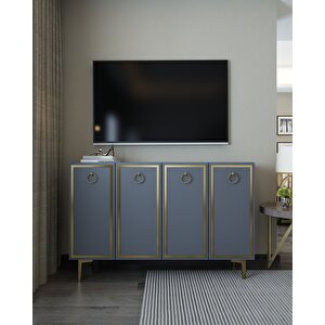 8162km-1dh Konsol,kahve Köşesi̇,ayakkabilik,ofi̇s Evrak Dolabi,mutfak Ki̇ler Dolabi,tv Üni̇tesi̇-ANTRASİT-ALTIN