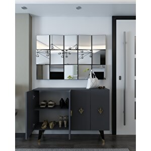 8163km-32dd Konsol,kahve Köşesi̇,ayakkabilik,ofi̇s Evrak Dolabi,mutfak Ki̇ler Dolabi,tv Üni̇tesi̇-ANTRASİT-ALTIN