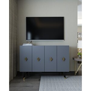 8163km-32dd Konsol,kahve Köşesi̇,ayakkabilik,ofi̇s Evrak Dolabi,mutfak Ki̇ler Dolabi,tv Üni̇tesi̇-ANTRASİT-ALTIN