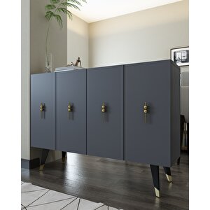 8167km-32dd Konsol,kahve Köşesi̇,ayakkabilik,ofi̇s Evrak Dolabi,mutfak Ki̇ler Dolabi,tv Üni̇tesi̇-ANTRASİT-ALTIN Antrasit