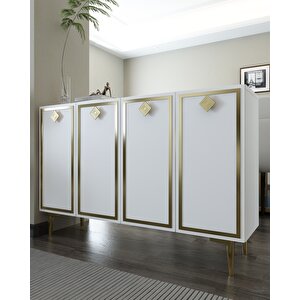 8159km-1dh Konsol,kahve Köşesi̇,ayakkabilik,ofi̇s Evrak Dolabi,mutfak Ki̇ler Dolabi,tv Üni̇tesi̇-BEYAZ-ALTIN Beyaz-Altın