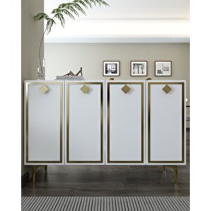 8159km-1dh Konsol,kahve Köşesi̇,ayakkabilik,ofi̇s Evrak Dolabi,mutfak Ki̇ler Dolabi,tv Üni̇tesi̇-BEYAZ-ALTIN Beyaz-Altın