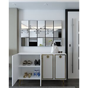 8159km-1dh Konsol,kahve Köşesi̇,ayakkabilik,ofi̇s Evrak Dolabi,mutfak Ki̇ler Dolabi,tv Üni̇tesi̇-BEYAZ-ALTIN