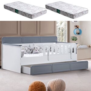 Yavrulu Karyola, Mira Yavrulu Montessori Karyola - Gri + 2 Adet Comfort Yatak