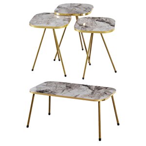 Orta Sehpa Ve Zigon Sehpa 34*34 Altın Efes Beyaz
