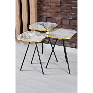 Orta Sehpa Ve Zigon Sehpa 34*34 Ayak Siyah Altın Efes Çok Renkli
